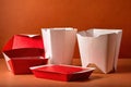 Product packaging mockup photo of Takeaway Chinese food paper bo, studio advertising photoshoot