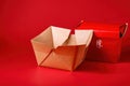 Product packaging mockup photo of Takeaway Chinese food paper bo, studio advertising photoshoot