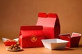 Product packaging mockup photo of Takeaway Chinese food paper bo, studio advertising photoshoot