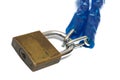 A product photo taken on an old padlock with chains Royalty Free Stock Photo