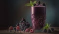 Fresh Healthy Blackberry Fruit Smoothie Generative AI