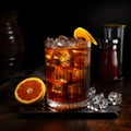 Product photograph of Americano cocktail on a table. Popular cocktails. Drinks. Photo for bar