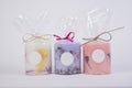Product photograph of colourful natural wax candles on white background Royalty Free Stock Photo