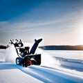 Product Photography of Black Snowblower