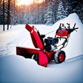 Product Photography of Red Snowblower