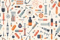 Product and pills in urban design pattern on rectangle and circle background