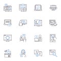 Product pitching line icons collection. nnovative Impactful Effective Powerful Dynamic Elevating Engaging Compelling