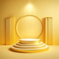product podium with spotlight on yellow background Royalty Free Stock Photo