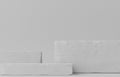 Product Podium - Three Asymetrical White Stone Podiums, White Background. 3D Illustration Royalty Free Stock Photo