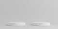 Product Podium - Two White Podiums, White Background. 3D Illustration