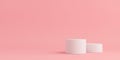 Product Podium - White Podiums, Pink Background. 3D Illustration
