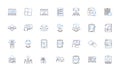 Product positioning line icons collection. Differentiation, Strategy, Perception, Image, Focus, Targeting, Unique vector