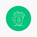 product, promo, coffee, cup, brand marketing White Line Icon in Circle background. vector icon illustration