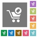 Product purchase features square flat icons