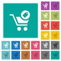 Product purchase features square flat multi colored icons