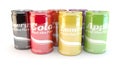 Product range of different types of fizzy soda cans of drink Royalty Free Stock Photo