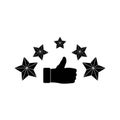 Product ratings five stars, quality rating, feedback, premium icon flat logo in black on isolated white background. EPS 10 vector