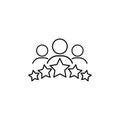 Product ratings five stars, quality rating, feedback, premium icon flat logo in black on isolated white background. EPS 10 vector