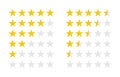 Product ratings set with gold stars, vector illustration