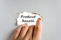 Product recall text concept
