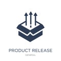 product release icon. Trendy flat vector product release icon on