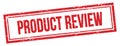 PRODUCT REVIEW text on red grungy vintage stamp