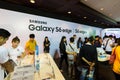 The Product of Samsung Galaxy S6 S6 Edge Note 5 A8 J7 and Gear in Thailand Mobile Expo 2015 Showcase