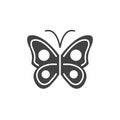 Product for sensitive skin or kid cosmetic glyph black icon. Butterfly symbol. Label for natural cosmetic sign. Skin care.