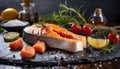 product shot of a juicy Salmon Steak Royalty Free Stock Photo