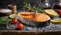 product shot of a juicy Salmon Steak Royalty Free Stock Photo