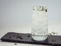 A product shot of a water glass