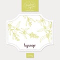 Product sticker with hand drawn hyssop leaves