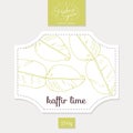 Product sticker with hand drawn kaffir lime leaves