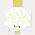 Product sticker with hand drawn lovage leaves