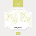 Product sticker with hand drawn oregano leaves