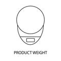 Product weight line icon vector for food packaging, kitchen scales Royalty Free Stock Photo