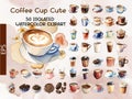 Coffee Cup Creations: 50 Isolated Vector Clipart Delights Royalty Free Stock Photo
