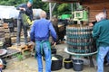 Traditional, manual production of organic fresh apple juice in Steinsel, Luxembourg
