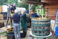 Manual production of apple juice in Steinsel, Luxembourg - tools, machines, workers