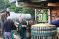 Traditional production of fresh organic apple juice in Steinsel, Luxembourg