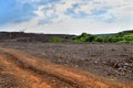 Production area with road and rocks Royalty Free Stock Photo