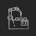 Production automation chalk white icon on black background