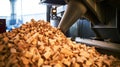 Production of biocombustible biomass wood pellet at the plant.