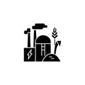 Production of biomass energy black glyph icon