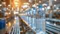 Production of bottled drinking water in a hygienic plastic bottle manufacturing facility Royalty Free Stock Photo