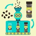 Production of canned coffee powder Royalty Free Stock Photo