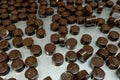 Production of chocolates. Chocolate candy making