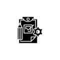 Production control black icon concept. Production control flat vector symbol, sign, illustration.