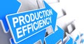 Production Efficiency - Label on Blue Arrow. 3D.