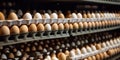 production. egg incubator and conveyor belt for subsequent packaging of eggs Royalty Free Stock Photo